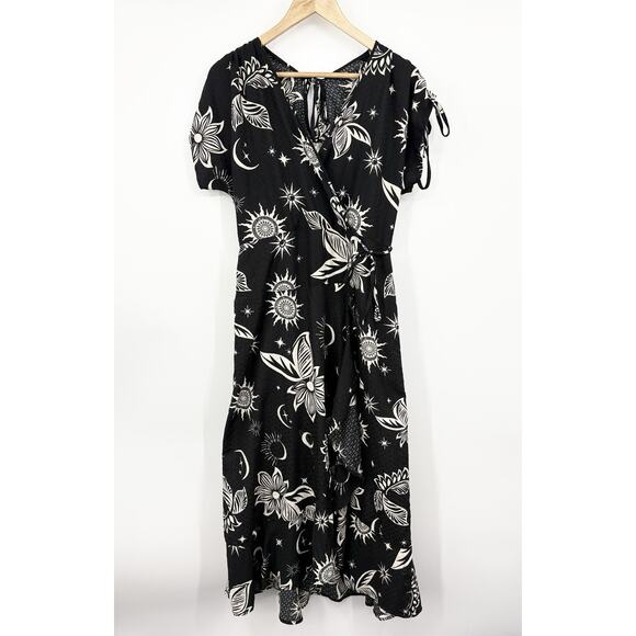 Band Of The Free Celestial Wrap Maxi Dress Women Medium Whimsigoth Witchy Moon - Picture 1 of 8